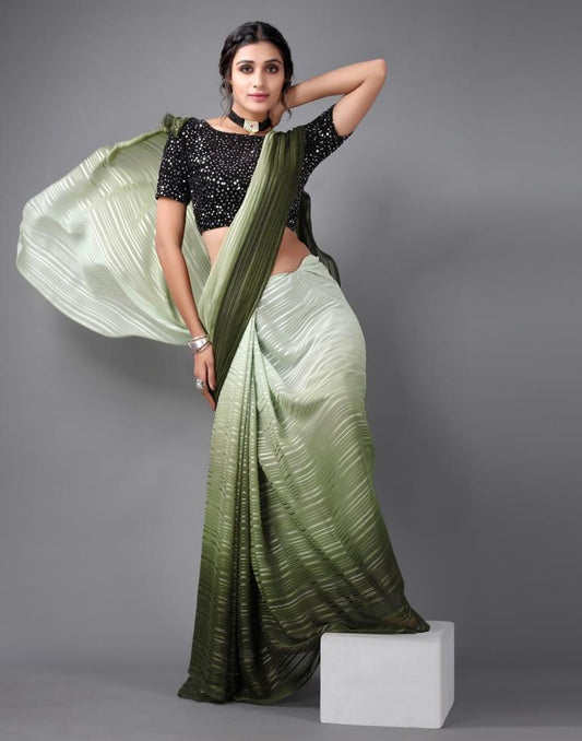 Olive Green Georgette Saree | Sudathi