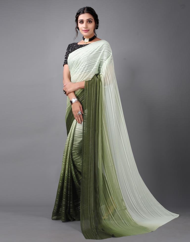Olive Green Georgette Saree | Sudathi