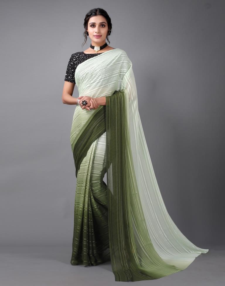 Olive Green Georgette Saree | Sudathi