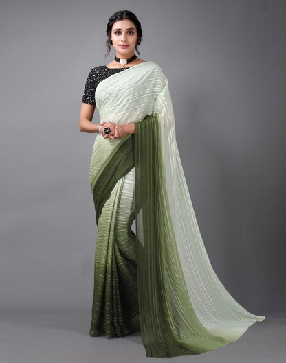 Olive Green Georgette Saree | Sudathi