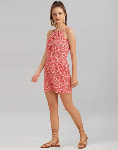 Red Coloured Crepe Printed Jump Suit | Sudathi