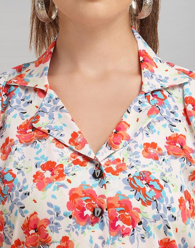 White Coloured Crepe Printed Jump Suit | Sudathi