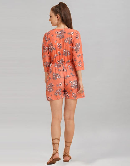 Orange Coloured Crepe Printed Jump Suit | Sudathi