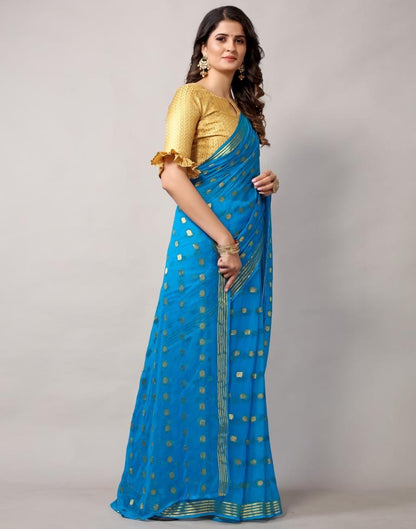 Blue Weaving Chiffon Saree