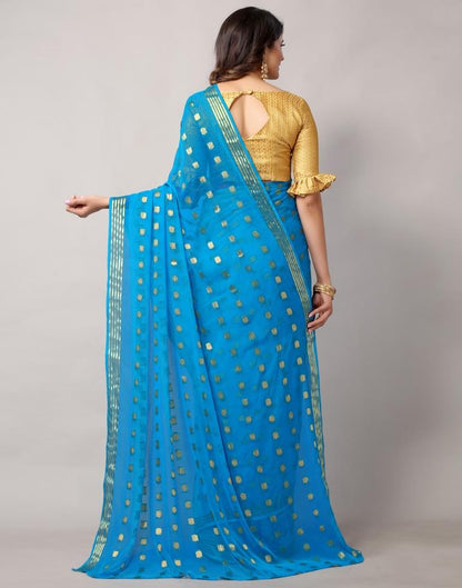 Blue Weaving Chiffon Saree