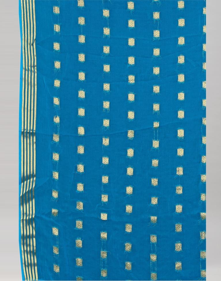 Blue Weaving Chiffon Saree