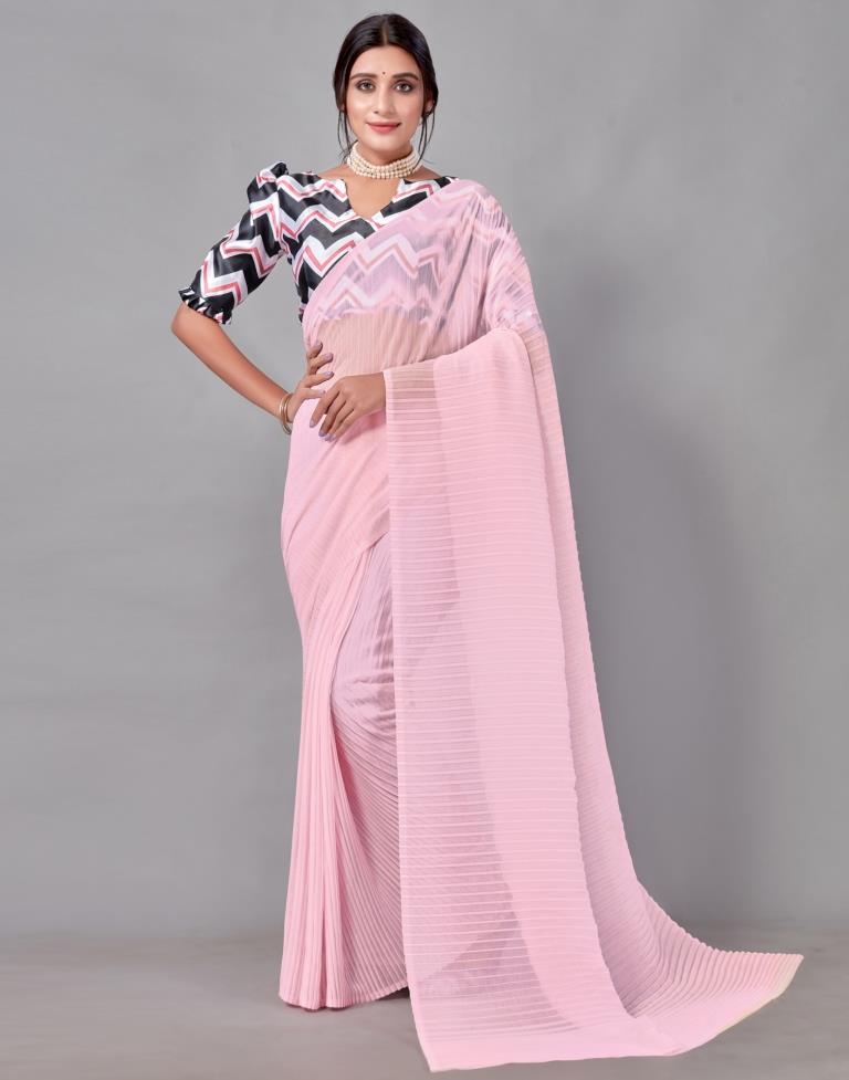 Light Pink Georgette Saree | Leemboodi