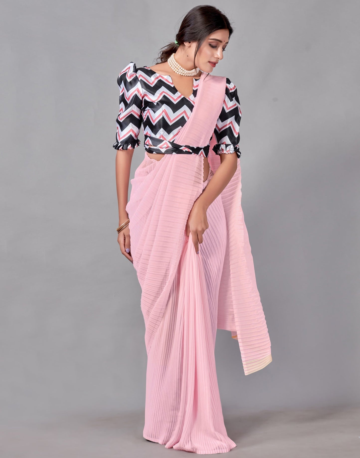 Light Pink Georgette Saree | Leemboodi