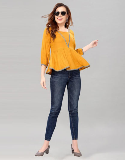 Turmeric Yellow Coloured Rayon Solid Top | Sudathi