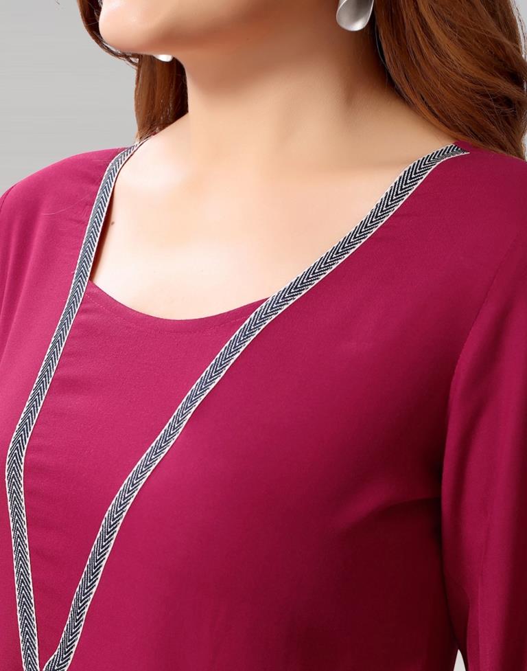 Cherry Pink Colored Rayon Solid Top | Sudathi