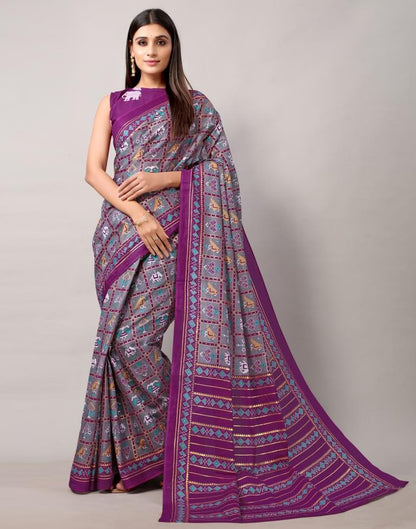 Grey Cotton Patola Saree | Leemboodi