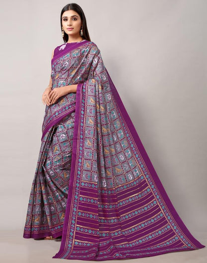 Grey Cotton Patola Saree | Leemboodi