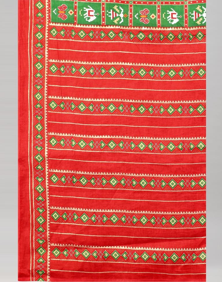 Green Cotton Patola Saree | Leemboodi
