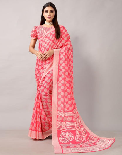 Punch Pink Georgette Saree | Leemboodi