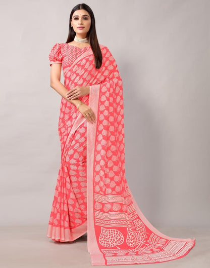 Punch Pink Georgette Saree | Leemboodi