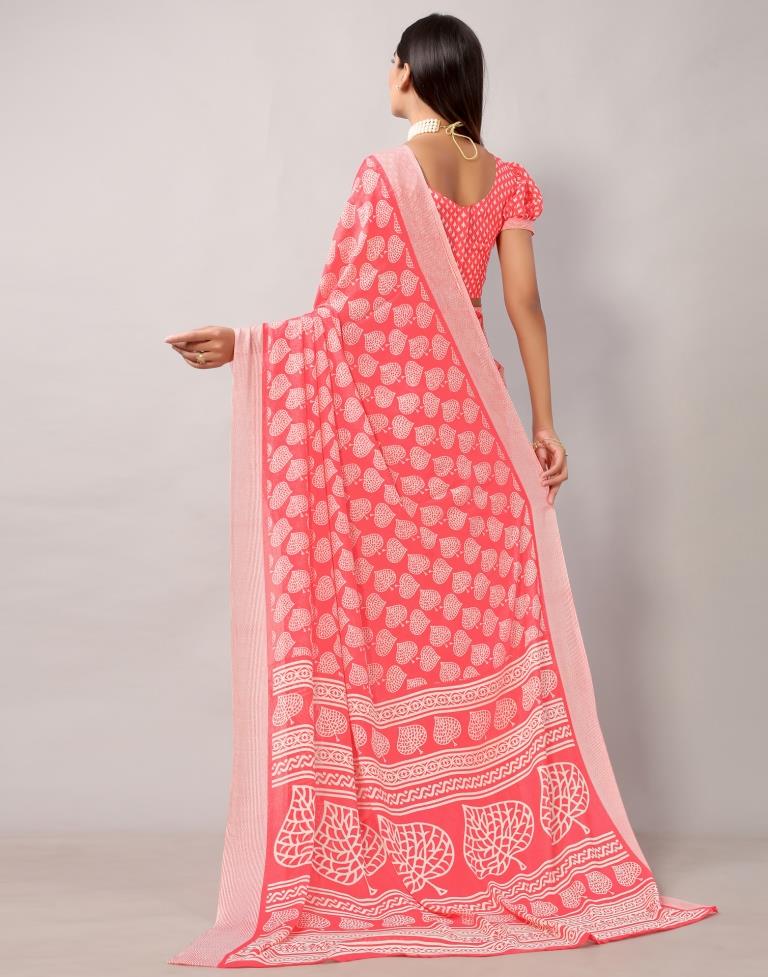 Punch Pink Georgette Saree | Leemboodi