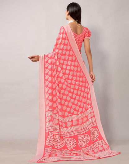 Punch Pink Georgette Saree | Leemboodi