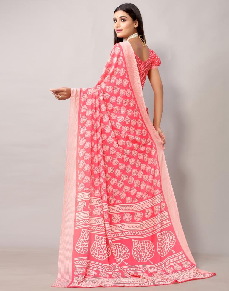 Punch Pink Georgette Saree | Leemboodi