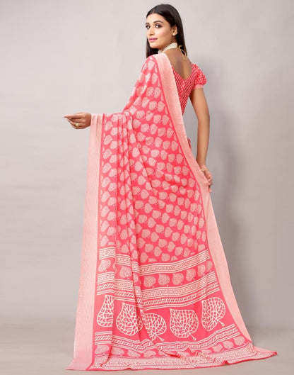 Punch Pink Georgette Saree | Leemboodi