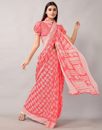 Punch Pink Georgette Saree | Leemboodi