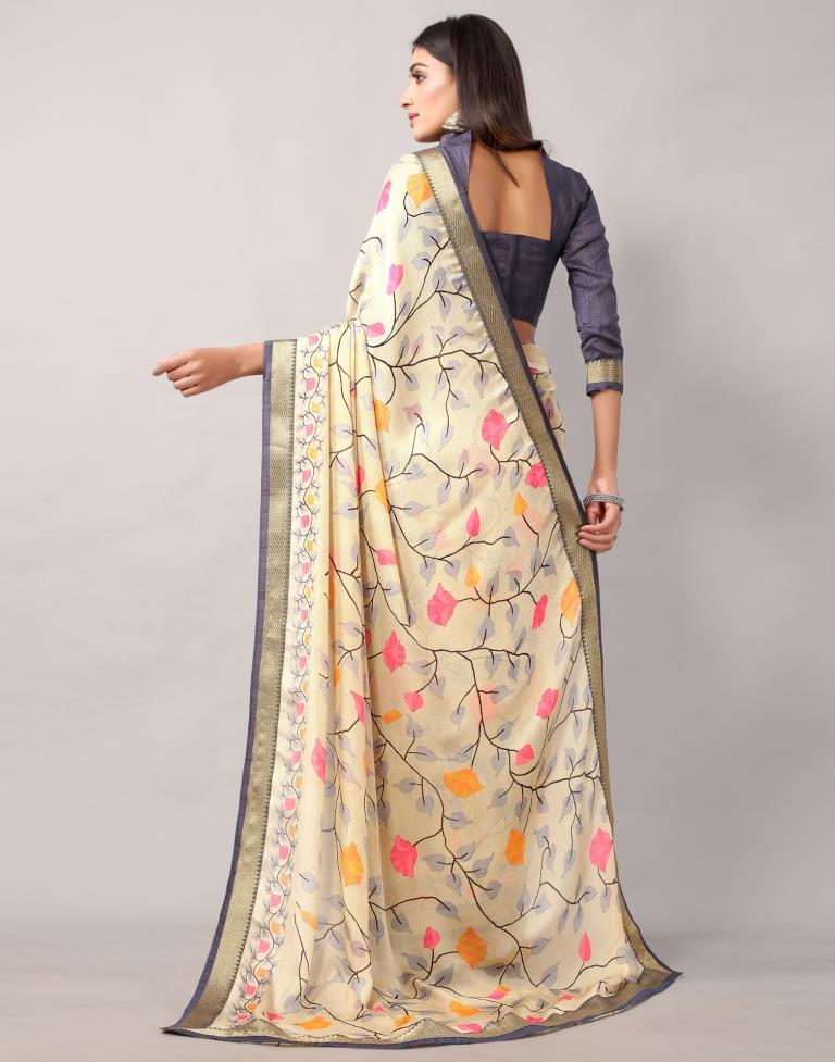 Cream Georgette Saree | Leemboodi