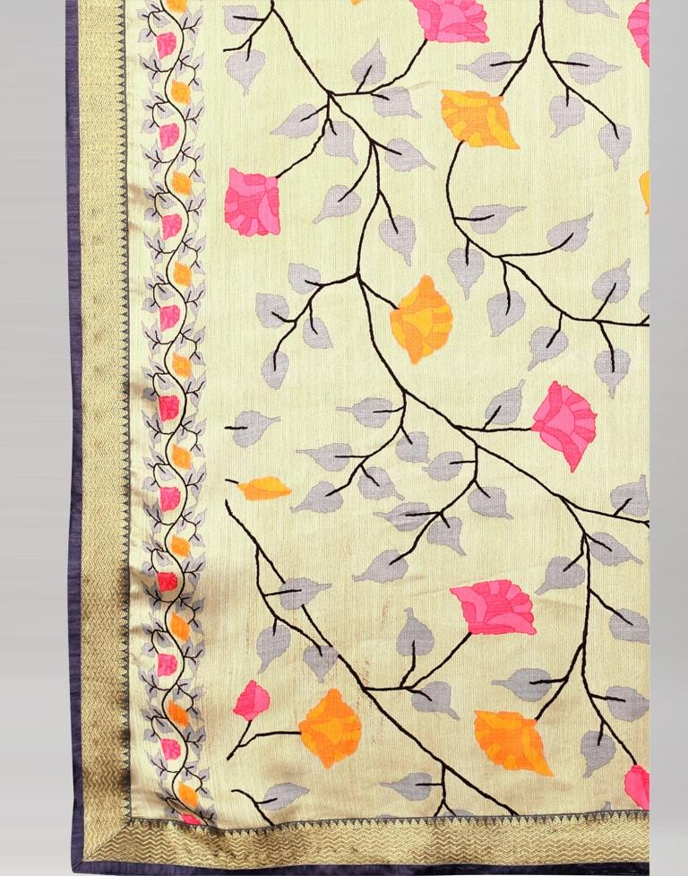 Cream Georgette Saree | Leemboodi