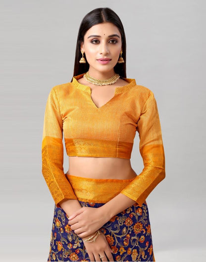 Mustard Yellow Printed Cotton Saree