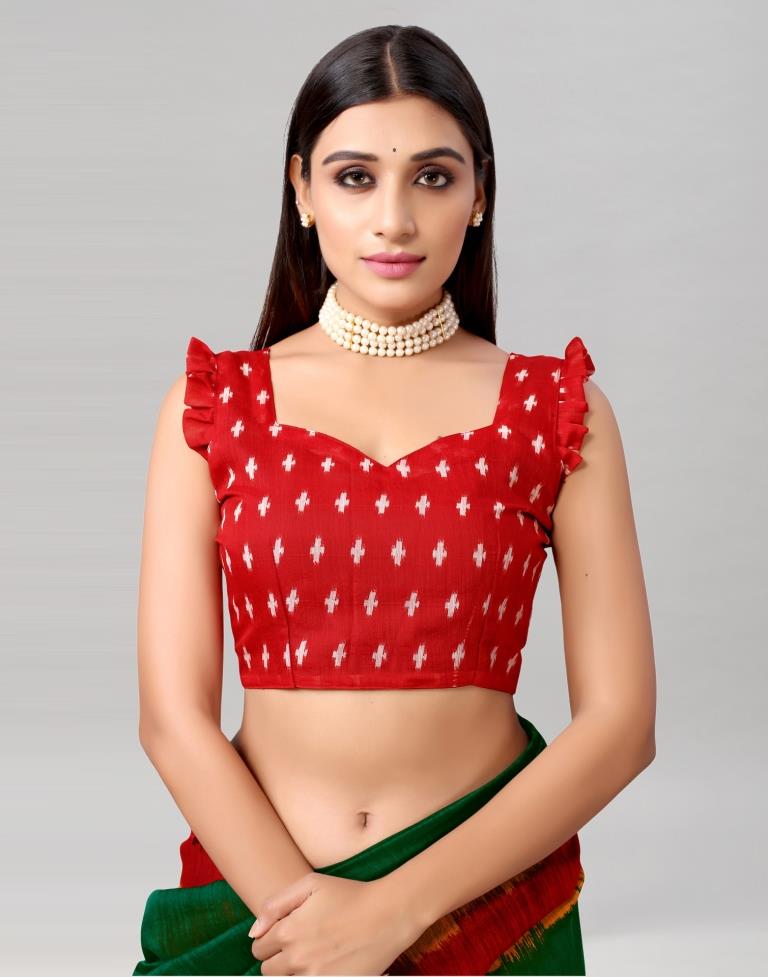 Bottle Green Printed Cotton Saree