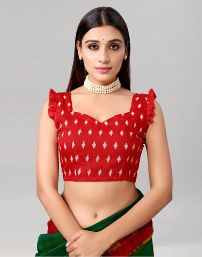 Bottle Green Printed Cotton Saree