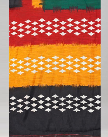 Bottle Green Printed Cotton Saree