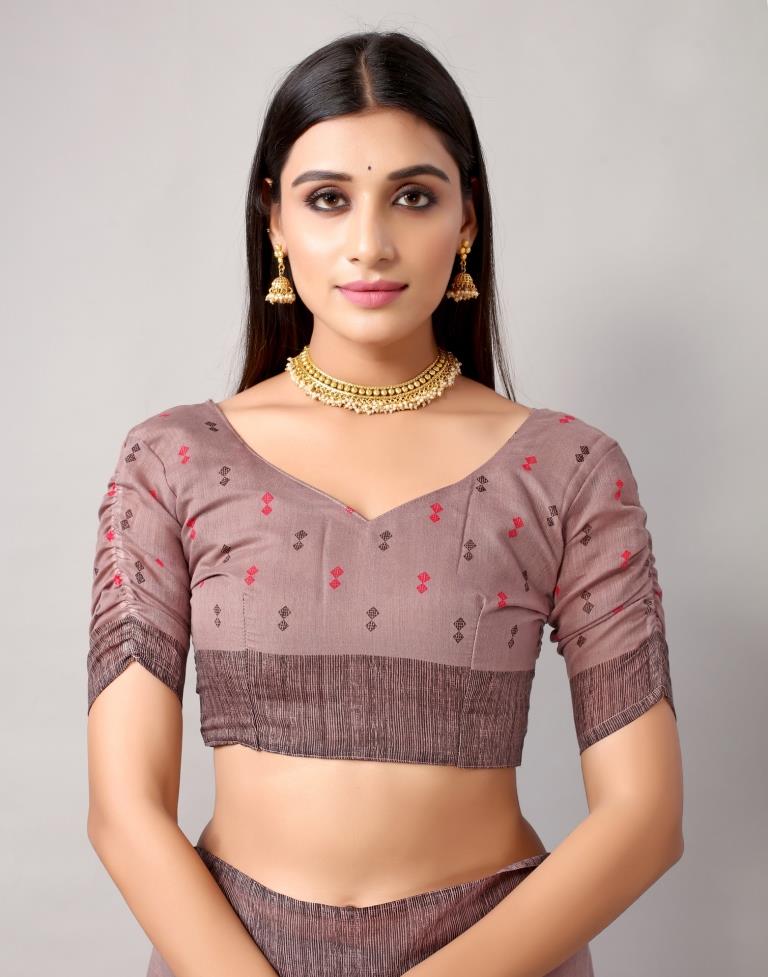 Brown Cotton Saree | Leemboodi