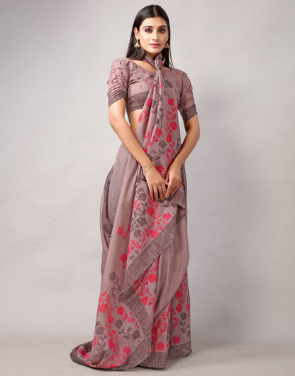 Brown Cotton Saree | Leemboodi