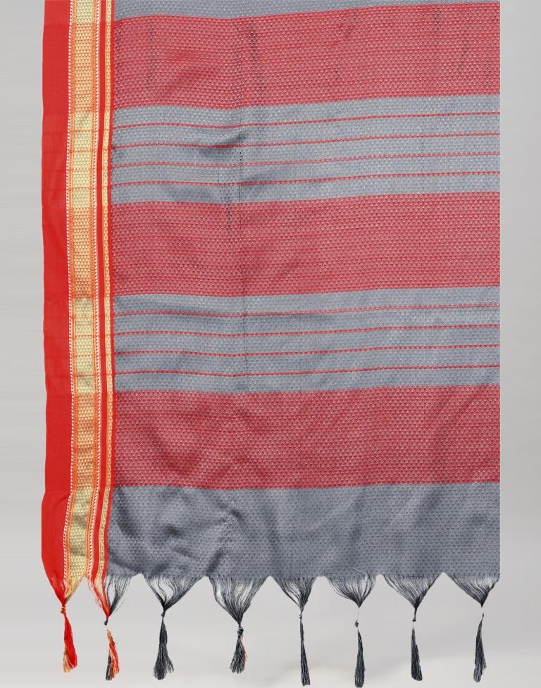 Grey Plain Silk Saree