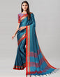 Teal Blue Self Woven Cotton Saree