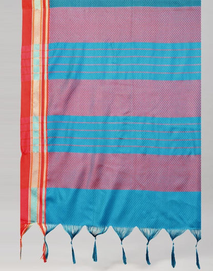 Teal Blue Self Woven Cotton Saree