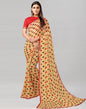 Cream Printed Chiffon Saree