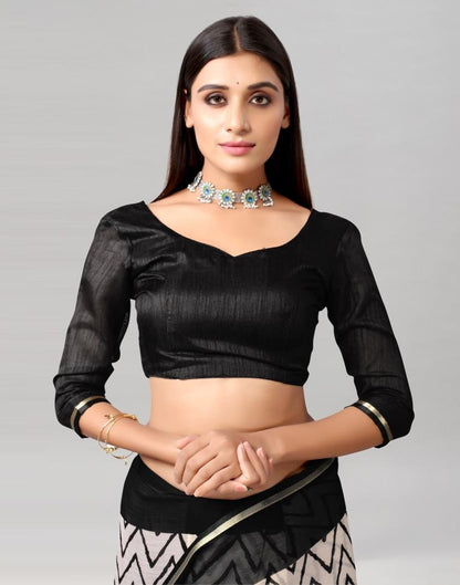 Off White Printed Chiffon Saree