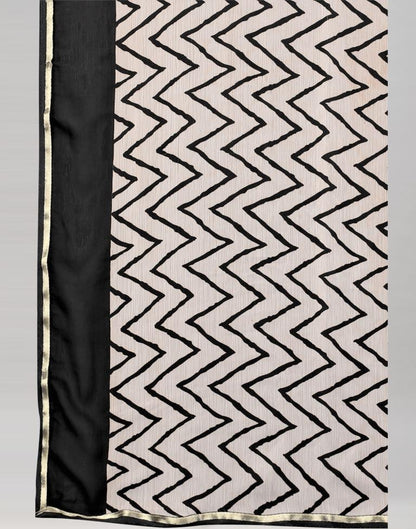 Off White Printed Chiffon Saree