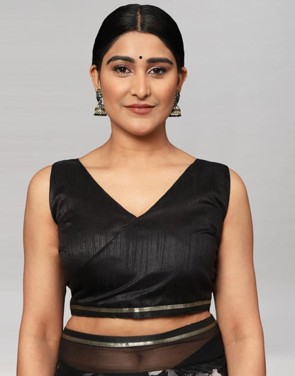 Black Printed Chiffon Saree
