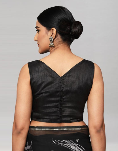 Black Printed Chiffon Saree