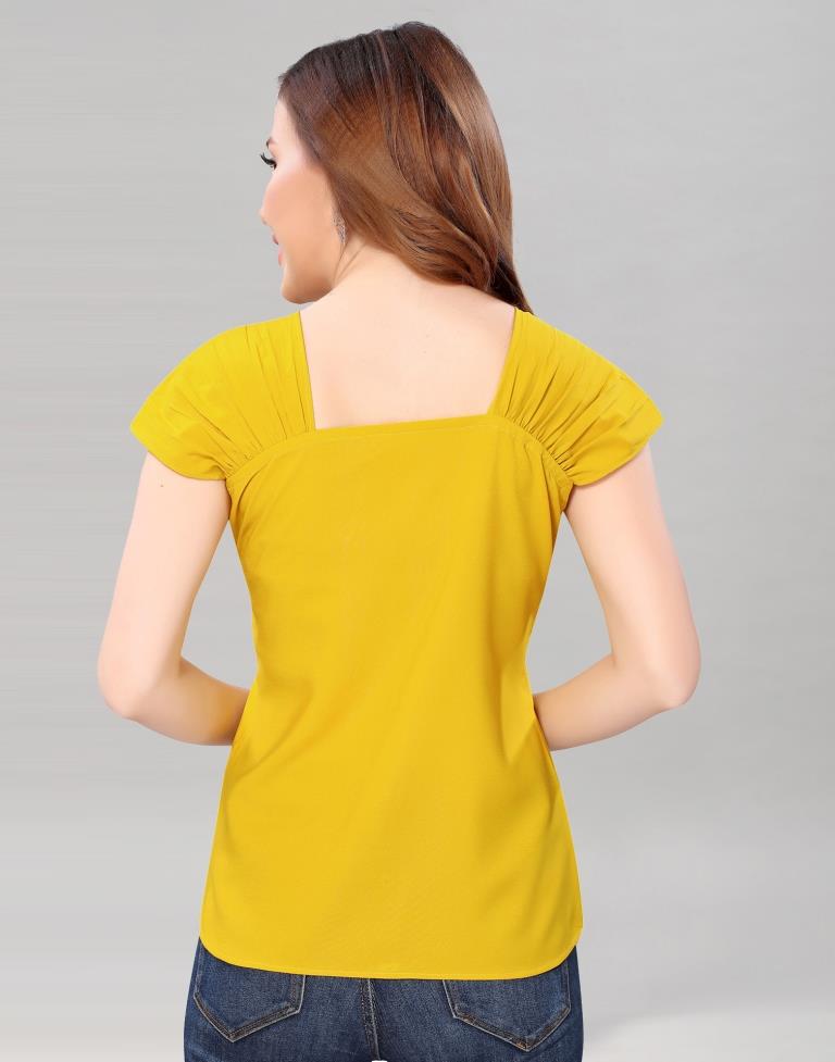 Yellow Coloured Crepe Solid Top | Sudathi