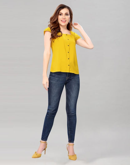 Yellow Coloured Crepe Solid Top | Sudathi