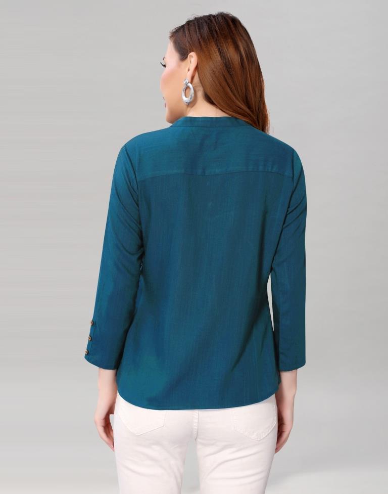 Teal Coloured Diva Slub Solid Top | Sudathi