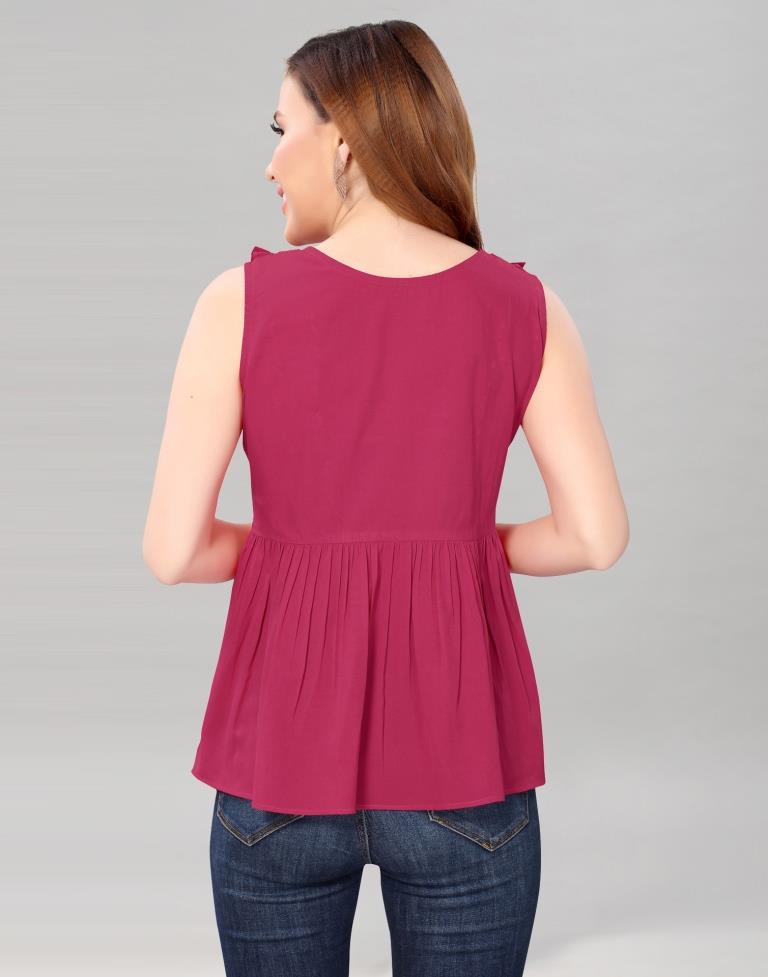 Pink Ruffle Gathered Top | Sudathi