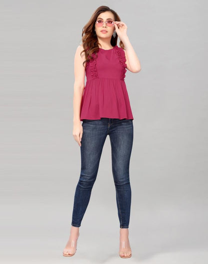 Pink Ruffle Gathered Top | Sudathi