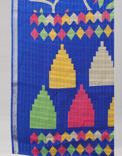 Royal Blue Printed Cotton Saree