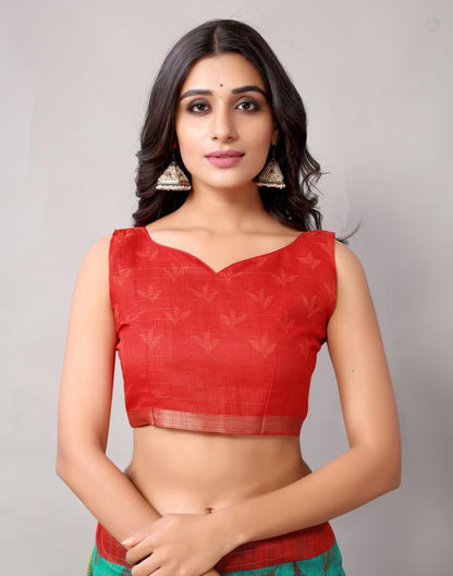 Rama Green Printed Cotton Saree