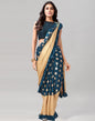 Teal Printed Pre-draped Saree | Leemboodi
