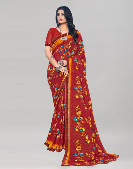 Red Georgette Saree | Sudathi