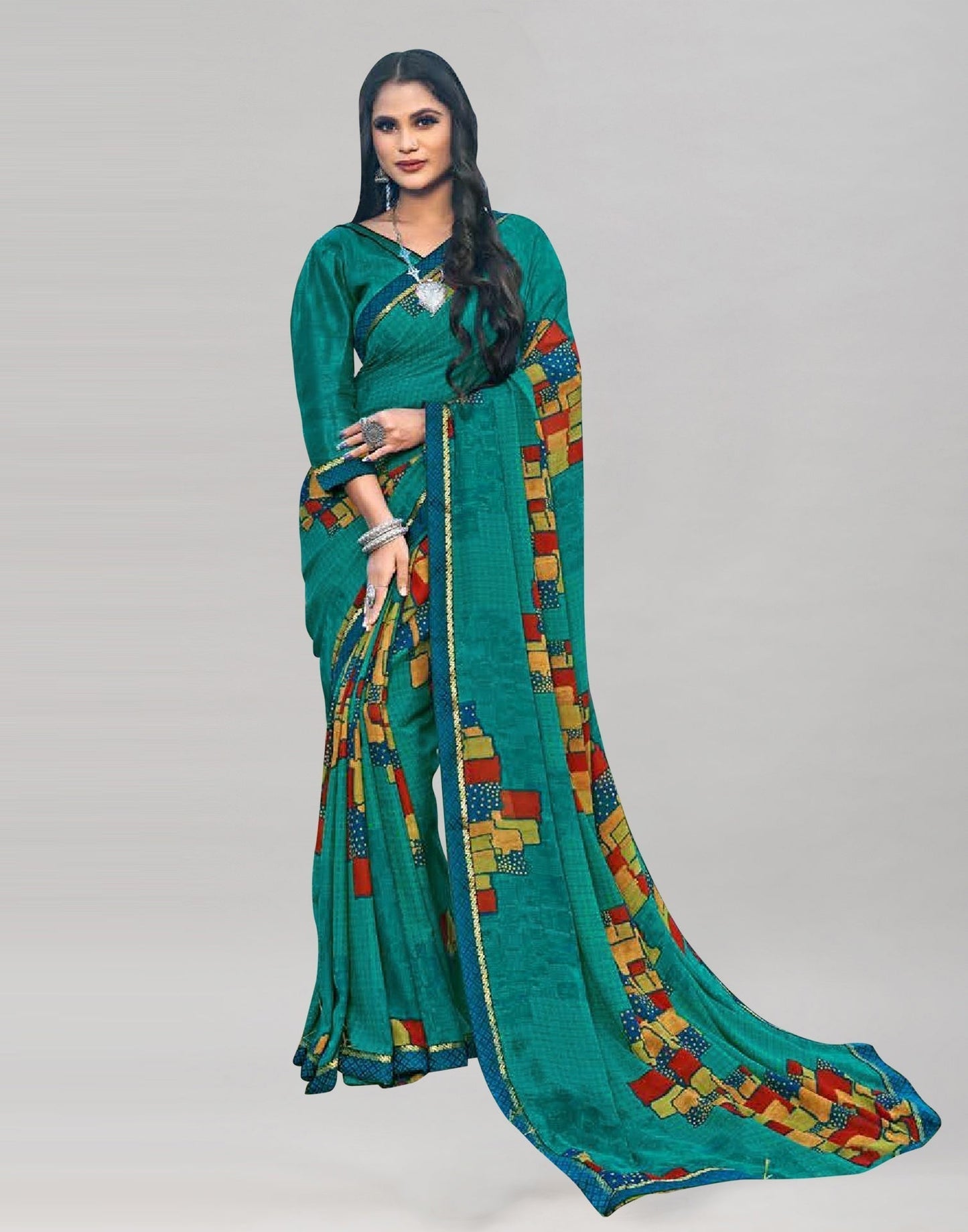 Rama Green Georgette Saree | Sudathi